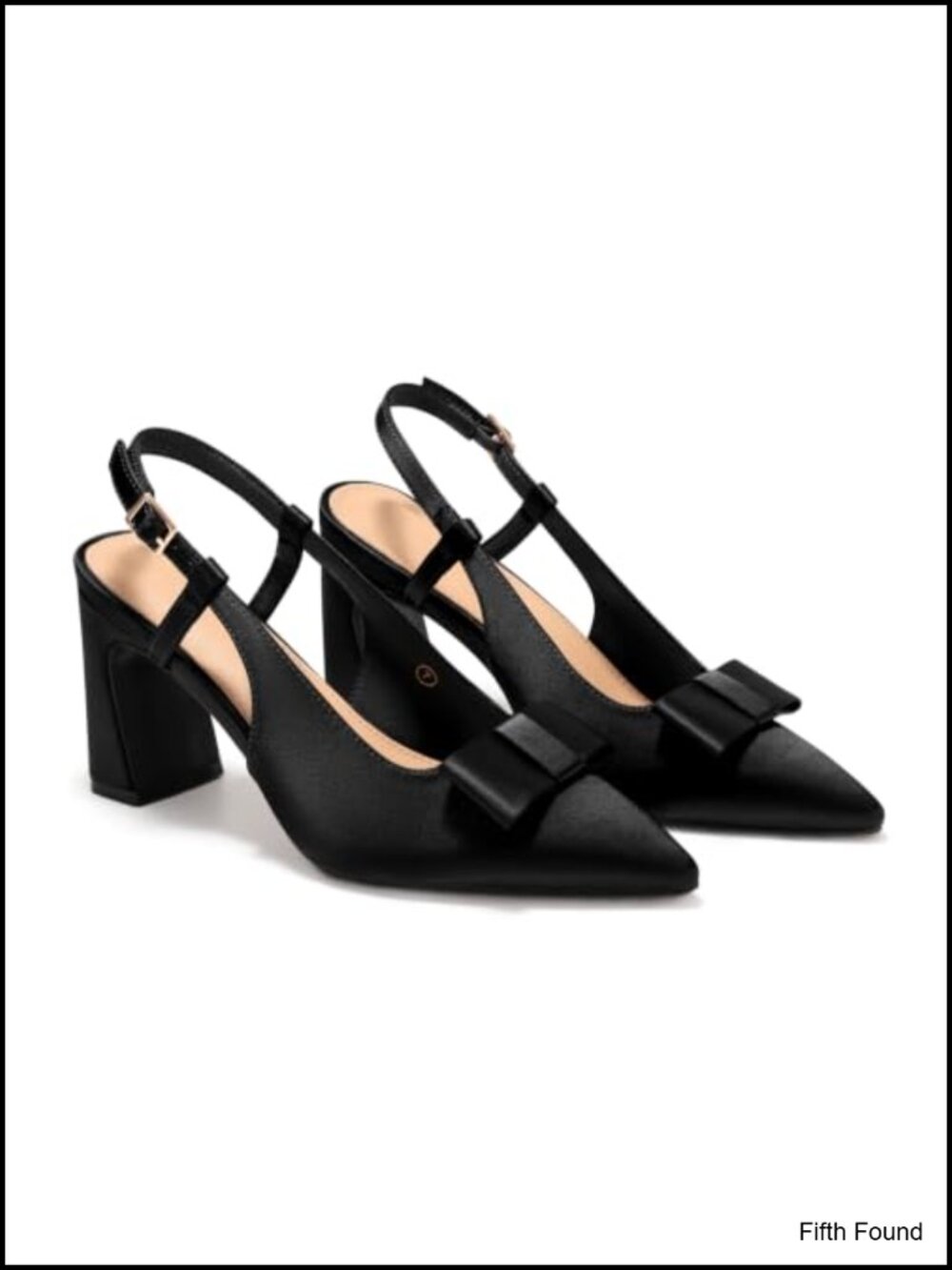 Satin Slingback Chunky High Heels Bow Pointed Toe Pumps Dress Shoes